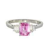18ct White Gold 1ct Pink Sapphire and Baguette Diamond Ring