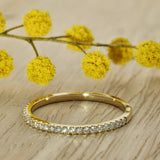 18ct Yellow Gold 0.18ct Diamond Micro Claw 1.4mm Slim Half Eternity Ring