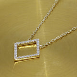 9ct Yellow Gold Diamond Set Diamond Shape Outline Geometric Necklace