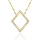 9ct Yellow Gold Diamond Set Diamond Shape Outline Geometric Necklace
