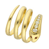 Vintage 18ct Yellow Gold Diamond Snake Ring - Victorian 1892