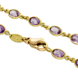 Pre-owned 18ct Yellow Gold Amethyst Yard Necklace Bezel Setting 20 Inch