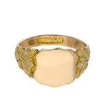 Antique 9ct Rose Gold Shield Signet Ring c.1918