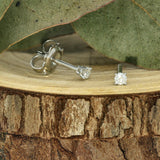 9ct White Gold 0.10ct Round Diamond Claw Set Stud Earrings