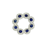 18ct White Gold Sapphire & Diamond Halo Wreath Pendant
