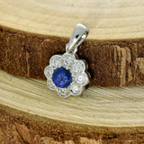 18ct White Gold Sapphire & Diamond Daisy Cluster Pendant