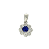 18ct White Gold Sapphire & Diamond Daisy Cluster Pendant