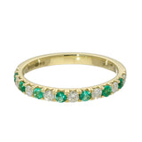 18ct Yellow Gold Emerald & Diamond Slim 2.6mm Half Eternity Ring