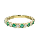18ct Yellow Gold Emerald & Diamond Slim 2.1mm Half Eternity Ring