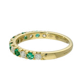 18ct Yellow Gold Emerald & Diamond Slim 2.1mm Half Eternity Ring
