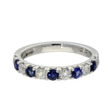 Platinum Sapphire & Diamond 3mm Half Eternity Ring