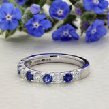 Platinum Sapphire & Diamond 3mm Half Eternity Ring