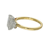 18ct Yellow Gold Laboratory-Grown Diamond 2ct Emerald with Trapezoid Cuts Trilogy Ring