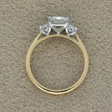 18ct Yellow Gold Laboratory-Grown Diamond 2ct Emerald with Trapezoid Cuts Trilogy Ring