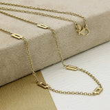 9ct Yellow Gold Rectangle Motif Trace Link Necklace 18"
