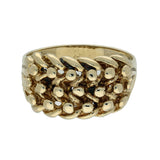 Pre-owned 9ct Yellow Gold 3 Row Keeper Shot Knot Ring 4.9g