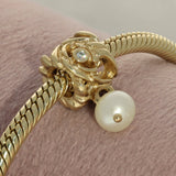 Pre-loved Pandora 14ct Yellow Gold & Pearl Dangle Charm
