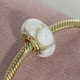 Pre-loved Pandora 14ct Yellow Gold White Murano Glass Charm