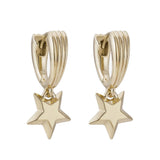 886 The Royal Mint - 886 Shooting Star Drop Huggie Hoop Earrings in 9ct Yellow Gold