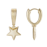 886 The Royal Mint - 886 Shooting Star Drop Huggie Hoop Earrings in 9ct Yellow Gold