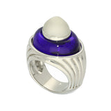 Lalique Silver Charmante Ring Blue Crystal Size 53 - Discontinued