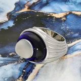 Lalique Silver Charmante Ring Blue Crystal Size 53 - Discontinued