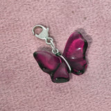 Lalique Butterfly Charm Pendant Fuchsia Crystal - Discontinued