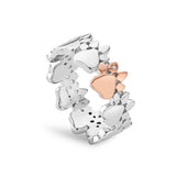 Clogau Paw Prints Sterling Silver Multi-Paw Ring with Topaz 3SPWP0648