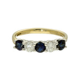 9ct Yellow Gold Sapphire & Diamond 5-Stone Ring