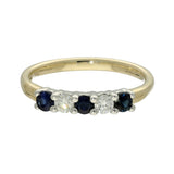 9ct Yellow Gold Sapphire & 0.20ct Diamond 5-Stone Ring