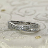 9ct White Gold 0.24ct Diamond 2 Row Wishbone Ring