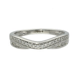 9ct White Gold 0.24ct Diamond 2 Row Wishbone Ring