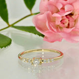 9ct Yellow Gold Dainty 0.20ct Solitaire with Diamond Shoulders Ring