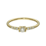 9ct Yellow Gold Dainty 0.20ct Solitaire with Diamond Shoulders Ring