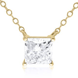9ct Yellow Gold 1ct Princess Cut Laboratory-Grown Diamond Solitaire Necklace