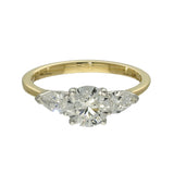 9ct Yellow Gold 1.50ct Total Laboratory-Grown Diamond Round &  Pear Trilogy Ring
