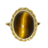 Pre-Owned 9ct Yellow Gold Large Tiger's Eye Ring Vintage 1970's