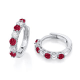 9ct White Gold Ruby & Diamond Small Hoop Earrings