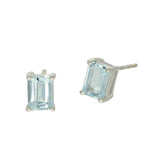 18ct White Gold 1.75ct Emerald Cut Aquamarine Stud Earrings