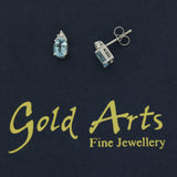 18ct White Gold 1.50ct Oval Aquamarine & Diamond Stud Earrings