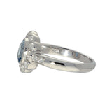18ct White Gold 0.95ct Oval Aquamarine & Diamond Oval Halo Ring