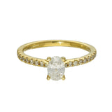 18ct Yellow Gold 0.50ct G SI1 Certificated Oval Cut Diamond Solitaire Ring with Diamond Shoulders