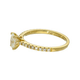18ct Yellow Gold 0.50ct G SI1 Certificated Oval Cut Diamond Solitaire Ring with Diamond Shoulders