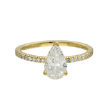 18ct Yellow Gold Laboratory-Grown 1ct Pear Shape Diamond Shoulders Solitaire Ring