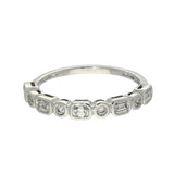 18ct White Gold 0.50ct Total Diamond Bezel Set Mix Cut Half Eternity Ring
