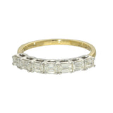 18ct Yellow Gold 0.75ct Total Emerald Cut Diamond 7 Stone Ring