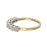 18ct Yellow Gold 0.75ct Total Emerald Cut Diamond 7 Stone Ring