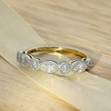 18ct Yellow Gold Milgrain Mix Cut 0.67ct Diamond 7 Stone Ring