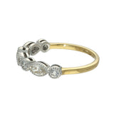 18ct Yellow Gold Milgrain Mix Cut 0.67ct Diamond 7 Stone Ring