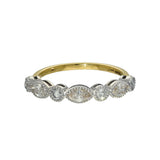 18ct Yellow Gold Milgrain Mix Cut 0.67ct Diamond 7 Stone Ring